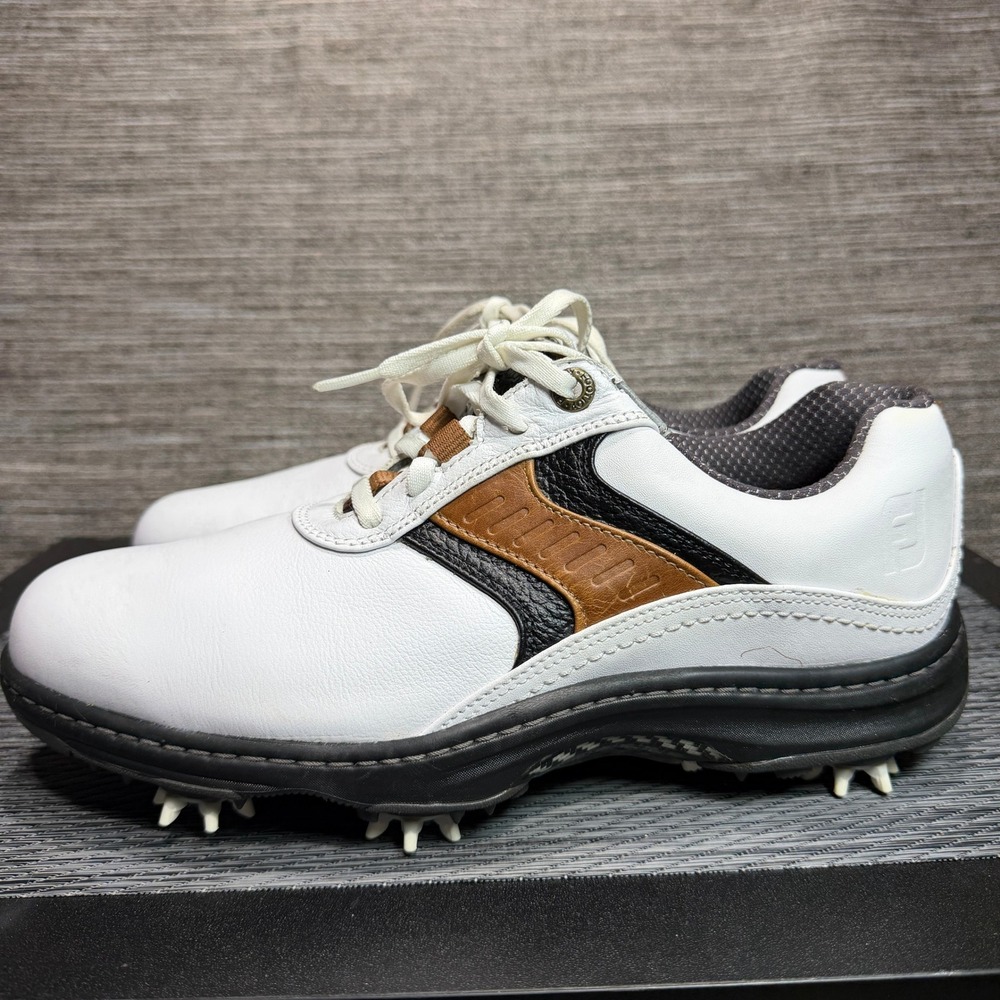 FootJoy Golf Shoes Men 8 White Contour Series Cleated Leather 54130